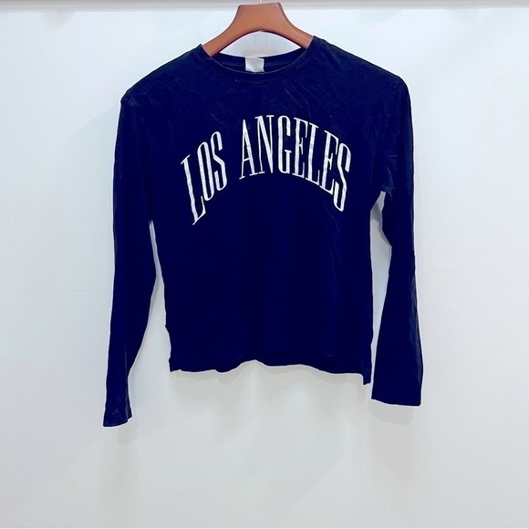Zara Los Angeles Long Sleeved Black Tee - Picture 1 of 5